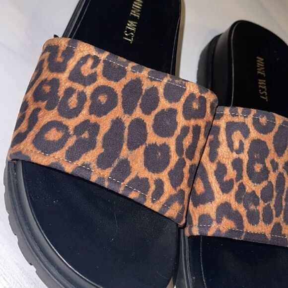 NINE WEST Leopard Slides Womens Size‎ 6.5 - Picture 4 of 8